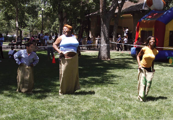 Scenes from the Westside Neighbors Picnic... Competitors enjoy one of the sack races.
Westside Pioneer photo