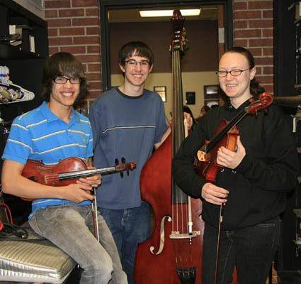 Coronado High�s All-State musicians are (clockwise from top
left): Orchestra members (from left) Josh Brewer, Daniel
Burnett and Rachel Wood; Nic Mahoy; Katie Oldberg
and Britt Ciampa. Mahoy made All-State Band, Jazz Band
and Orchestra. Ciampa is the sole Jazz Band drummer.
Westside Pioneer photos