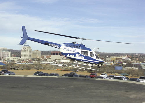 A police helicopter takes off after being on display. 
Westside Pioneer photo