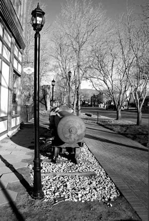A Cripple Creek/Victor gold mine tank car (front) and a
second ore cart (behind) were recently placed in Old Colorado City.
Westside Pioneer photo