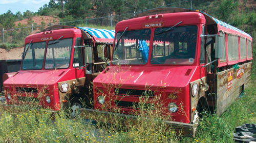 Manitou Springs jolly trolleys, named for the two 
volunteers who upgraded them in the 1990s (Charlie Sarner
and Morris Deul), are slated to receive improved protective 
wraps this year in their current outdoor, mothball storage in
the Manitou Springs public works yard, Mayor Marcy 
Morrison recently told the Westside Pioneer.