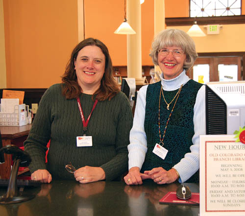 Also the Fountain Branch Library manager, Julianne Rist
(left) is phasing out of Old Colorado City. Jean Harris
(right), manager of the Monument and Palmer Lake branches, is serving at OCC in an interim capacity while a permanent replacement for Rist is found.
Westside Pioneer photo