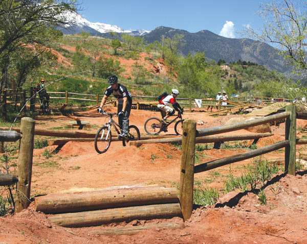 A split-rail fence goes around the Freeride Park. An exception is this entry point, which by itself is a stunt.
Westside Pioneer photo