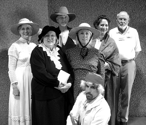 This year�s Magpie Players cast members are (from left)
Bonnie Frumm, Bette Lamore, Dave Durkee, Suzanne
Jarvinen, Dana Haefner and Lee Tatum. In front is Bret Tennis.
Courtesy of Garden of the Gods Visitor & Nature Center