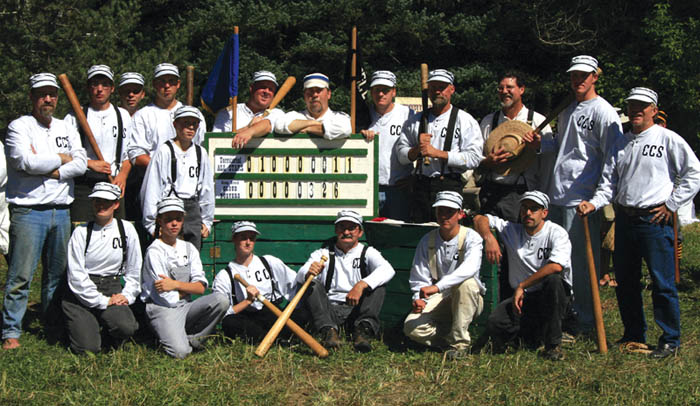 Scenes from the vintage baseball game played at Rock Ledge Ranch Historic Site Labor Day, Sept. 3 ... 
The Camp Creek Cloud Busters display the final score. (11-2)
Westside Pioneer photo