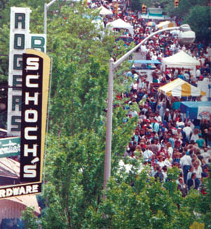 The Schochs Hardware sign was a familiar sight for nearly
half a century in Old Colorado City, as indicated by this
rooftop photo taken during the 1990 Territory Days.
Special to the Westside Pioneer
