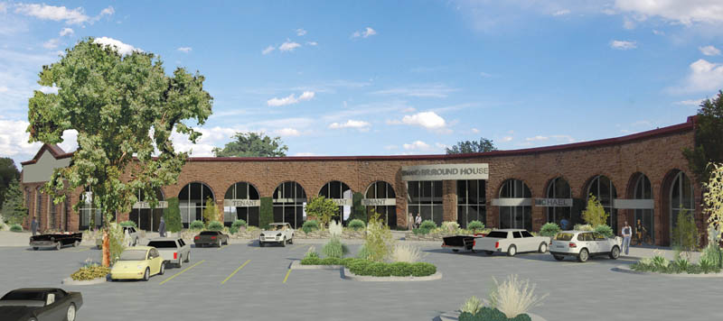 An architect�s rendering shows what the 1887-built Midland roundhouse will look like when the redevelopment by 
Griffis/Blessing is complete. The work will include glassing in the archways, which originally had doors for the train engines going in and out of the roundhouse.
Courtesy of Griffis/Blessing 