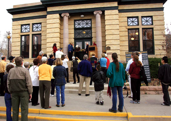 Dignitaries cut the ribbon to formally reopen the renovated Old Colorado City Branch Library Nov. 17. 
Westside Pioneer photo